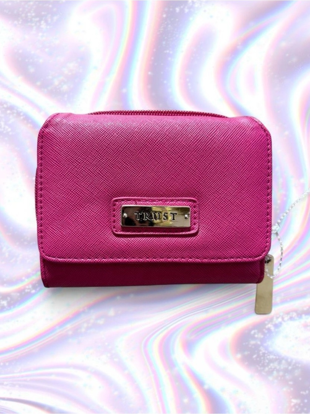 TRUST Branded Pink Zip-Around Wallet for Women